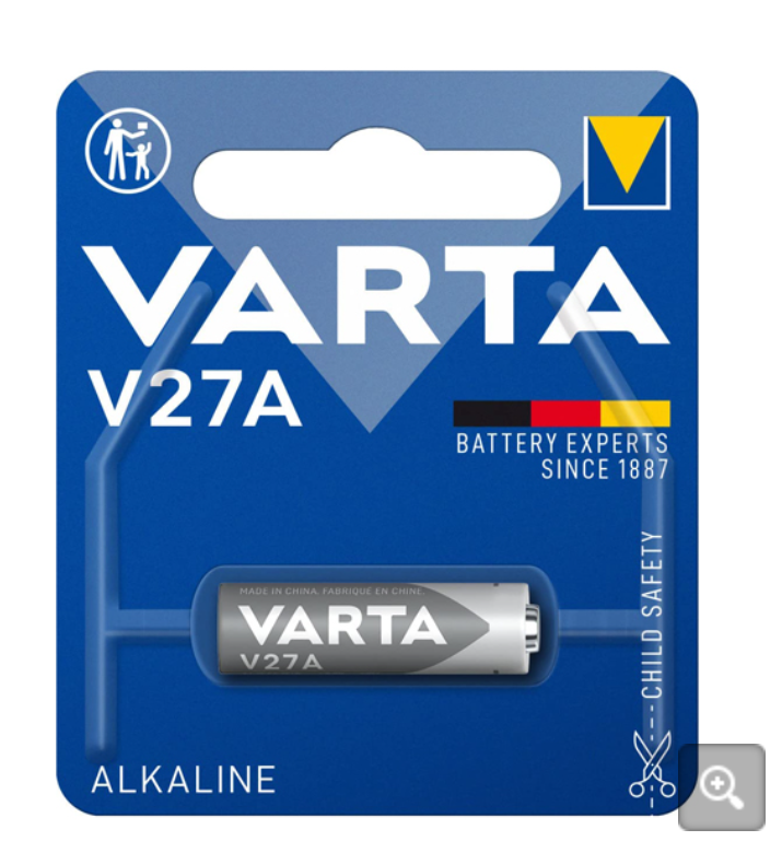 Усилена алкална батерия VARTA 27A 12V за дистанционно на кола аларма