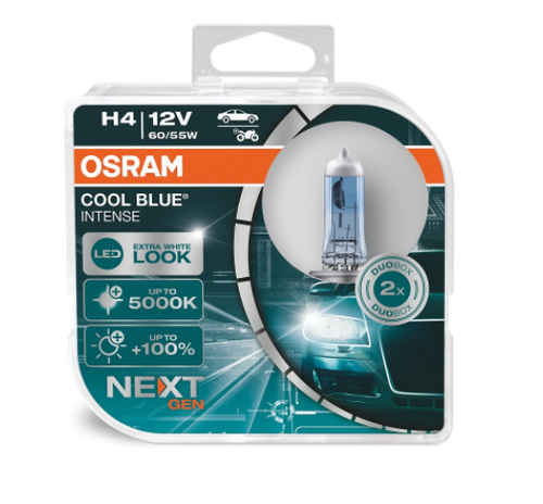 Комплект халогенни крушки за автомобил Osram Cool Blue Intense NEXT GENERATION H4 , 64193CBN-HCB, 60/55W, 12V, P43T, 2бр